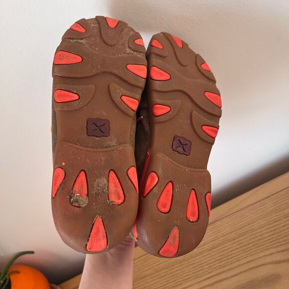 Twisted X Chukka Distress Driving Mocs Boots Youth 5.5M Bomber Brown Neon Orange - Picture 5 of 10